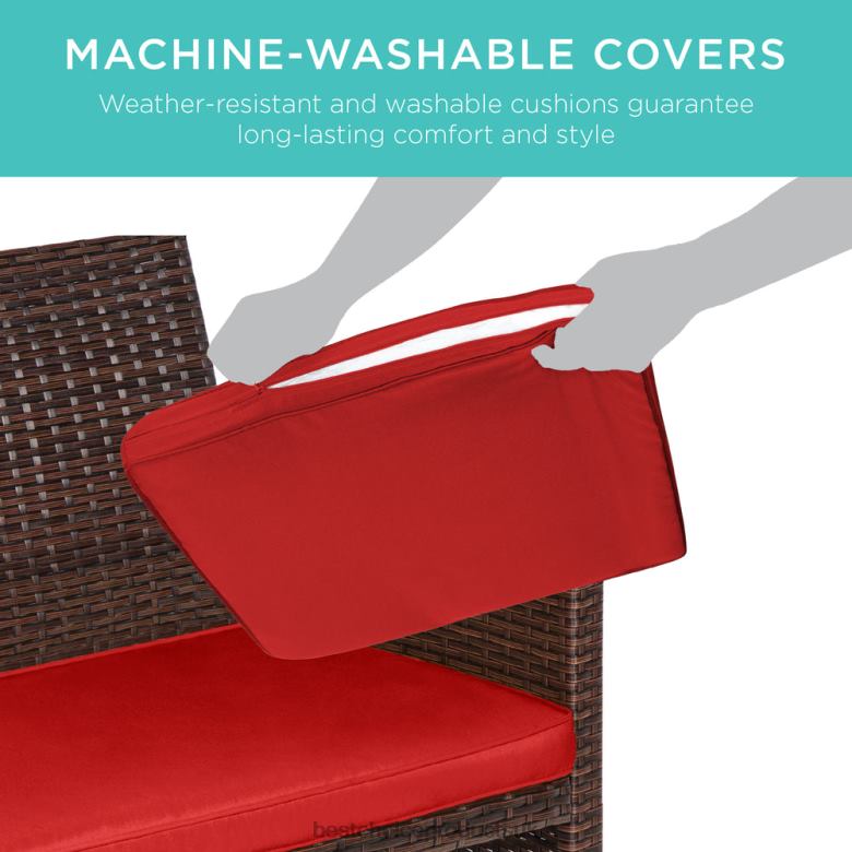 Outdoor Living | Best Choice Products4-Piece Outdoor Wicker Conversation Patio Set w/ 4 Seats, Glass Table Top N62R1403 Brown/Red