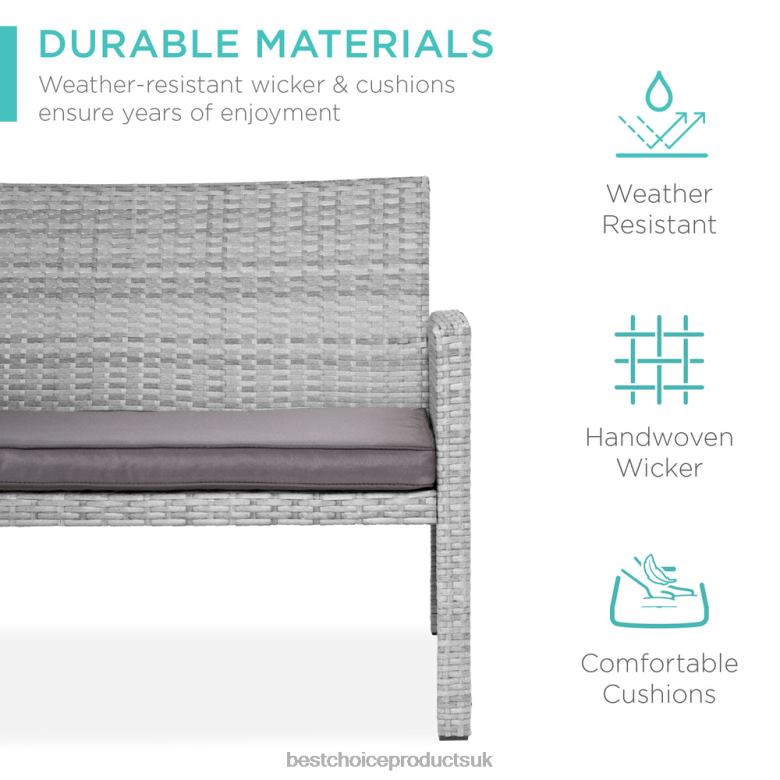 Outdoor Living | Best Choice Products4-Piece Outdoor Wicker Conversation Patio Set w/ 4 Seats, Glass Table Top N62R1404 Gray