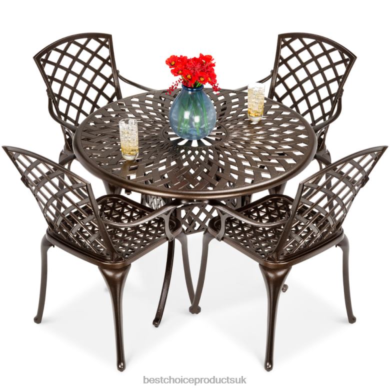 Outdoor Living | Best Choice Products5-Piece All-Weather Cast Aluminum Patio Dining Set w/ 4 Chairs N62R413 Brown