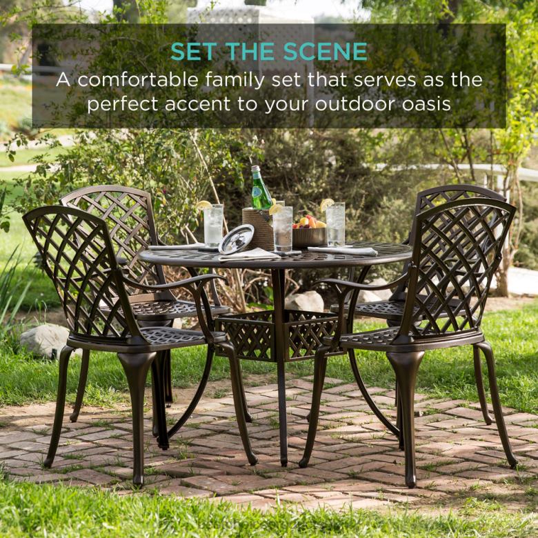 Outdoor Living | Best Choice Products5-Piece All-Weather Cast Aluminum Patio Dining Set w/ 4 Chairs N62R413 Brown