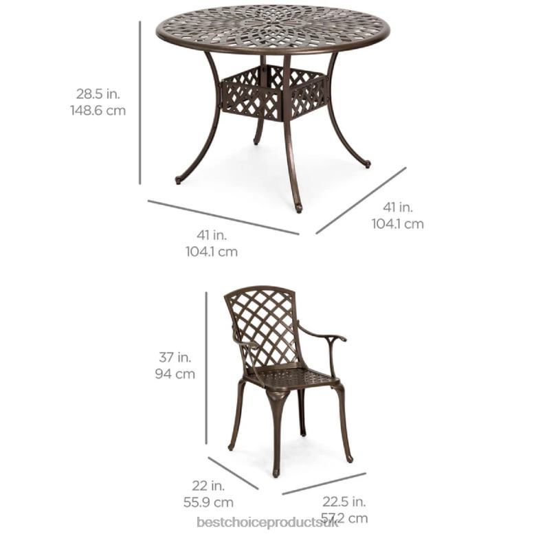 Outdoor Living | Best Choice Products5-Piece All-Weather Cast Aluminum Patio Dining Set w/ 4 Chairs N62R413 Brown