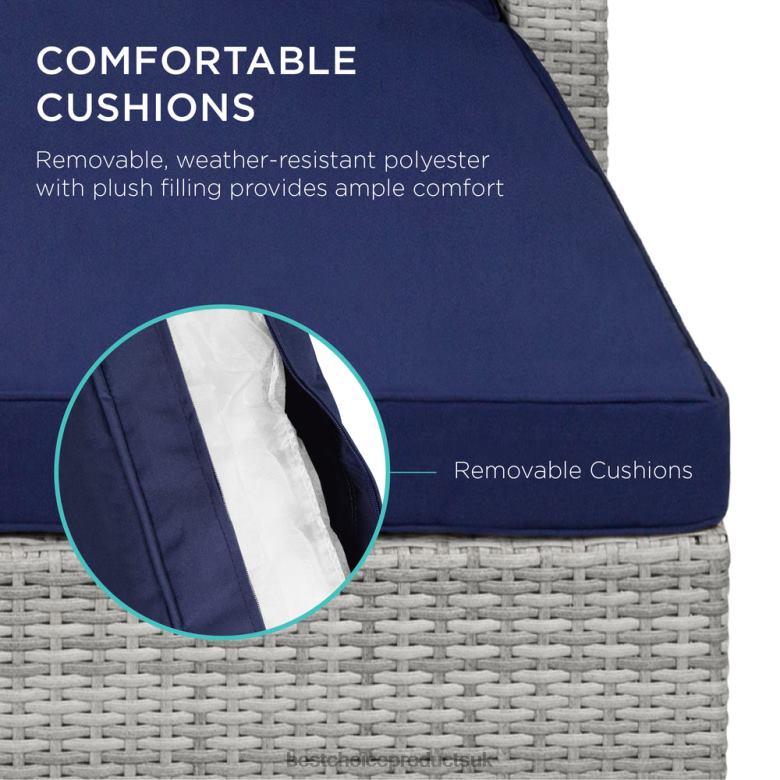 Outdoor Living | Best Choice Products5-Piece Modular Wicker Sectional Conversation Set w/ 2 Pillows, Coffee Table N62R1316 Gray/Navy