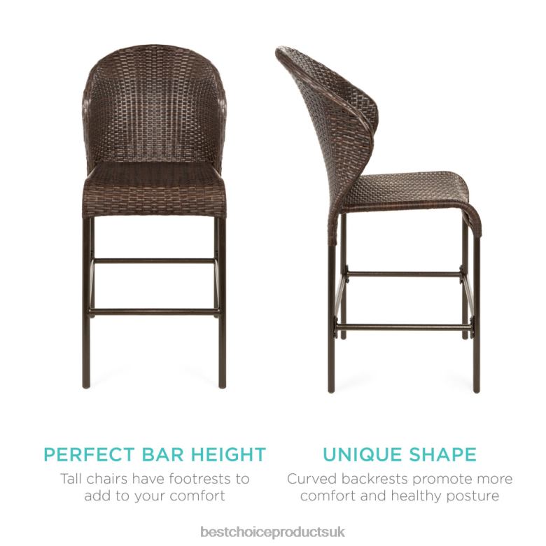 Outdoor Living | Best Choice Products5-Piece Outdoor Wicker Bar Bistro Set for Patio, Porch w/ Ice Bucket N62R945 Brown