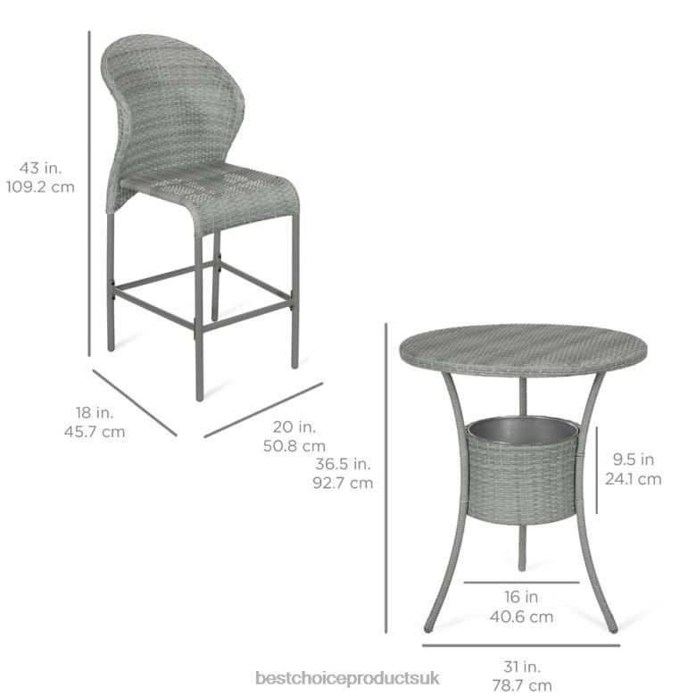 Outdoor Living | Best Choice Products5-Piece Outdoor Wicker Bar Bistro Set for Patio, Porch w/ Ice Bucket N62R945 Brown