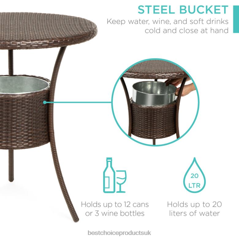 Outdoor Living | Best Choice Products5-Piece Outdoor Wicker Bar Bistro Set for Patio, Porch w/ Ice Bucket N62R945 Brown