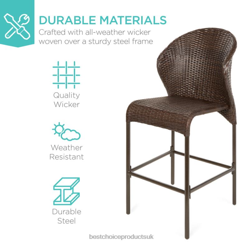 Outdoor Living | Best Choice Products5-Piece Outdoor Wicker Bar Bistro Set for Patio, Porch w/ Ice Bucket N62R945 Brown