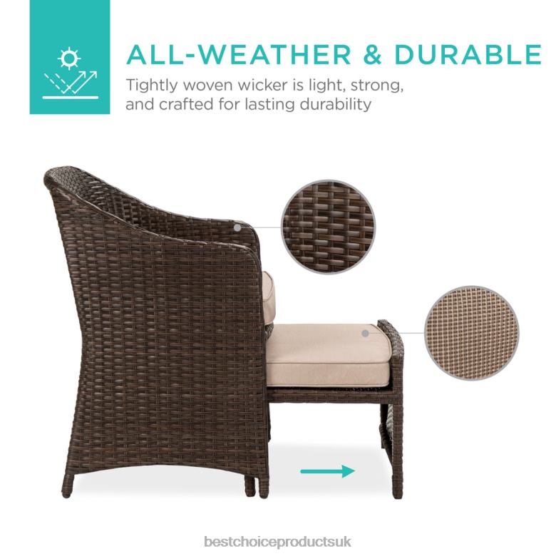 Outdoor Living | Best Choice Products5-Piece Outdoor Wicker Bistro Set w/ Side Storage Table, No Assembly N62R851 Brown