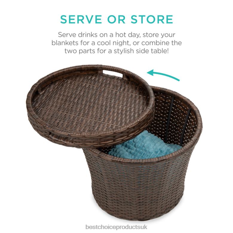 Outdoor Living | Best Choice Products5-Piece Outdoor Wicker Bistro Set w/ Side Storage Table, No Assembly N62R852 Red