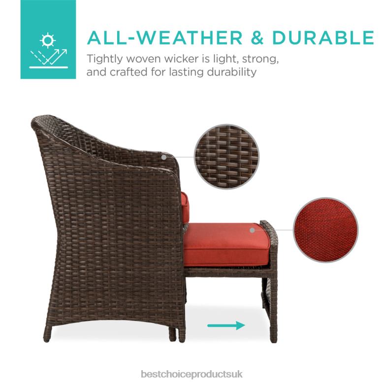 Outdoor Living | Best Choice Products5-Piece Outdoor Wicker Bistro Set w/ Side Storage Table, No Assembly N62R852 Red