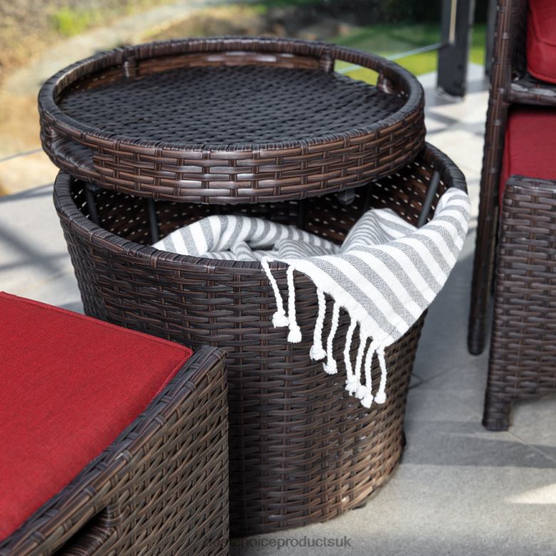 Outdoor Living | Best Choice Products5-Piece Outdoor Wicker Bistro Set w/ Side Storage Table, No Assembly N62R852 Red