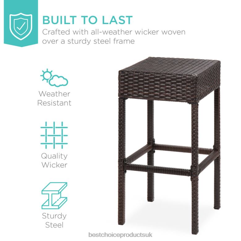 Outdoor Living | Best Choice Products5-Piece Wicker Bar Set w/ 4 Stools, Built-In Bottle Opener, Hidden Storage N62R1414 Brown