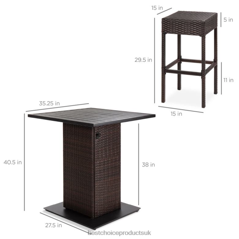 Outdoor Living | Best Choice Products5-Piece Wicker Bar Set w/ 4 Stools, Built-In Bottle Opener, Hidden Storage N62R1414 Brown