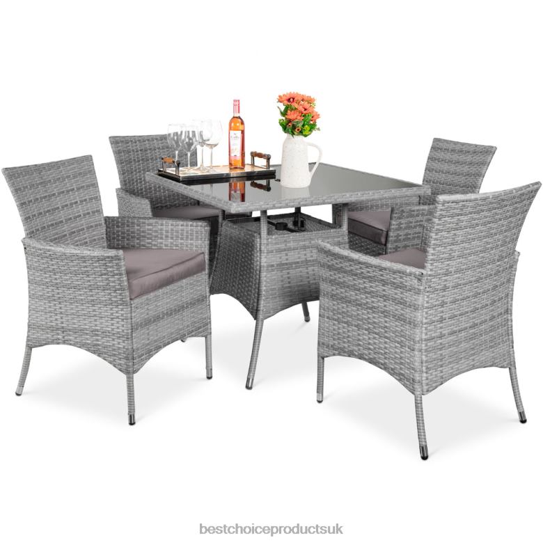 Outdoor Living | Best Choice Products5-Piece Wicker Patio Dining Table Set w/ 4 Chairs N62R408 Gray