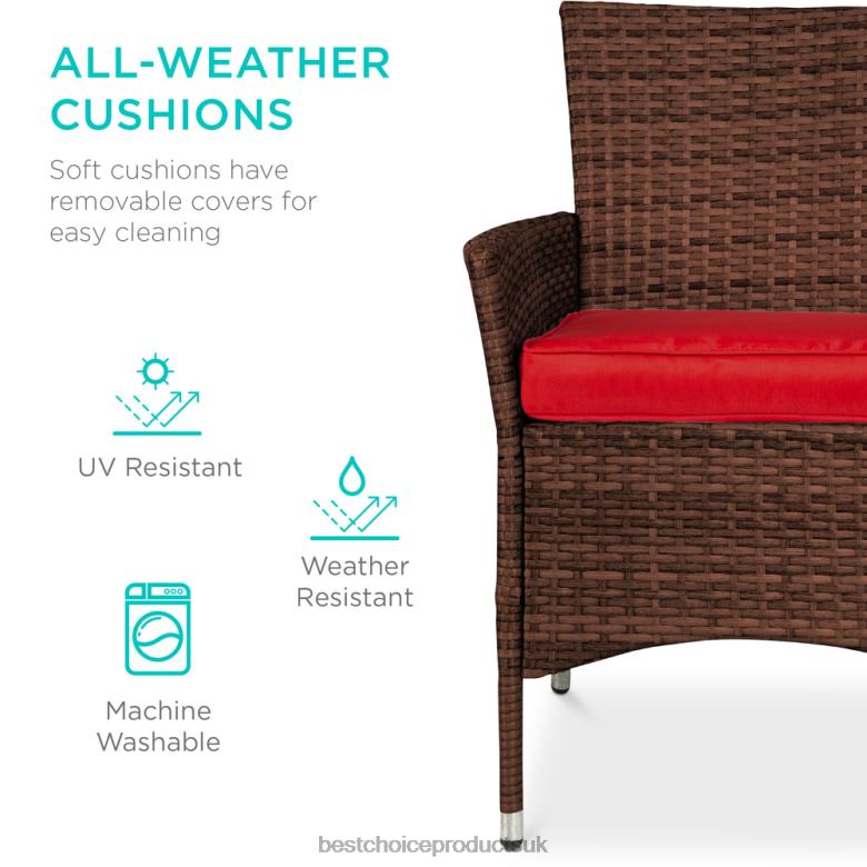 Outdoor Living | Best Choice Products5-Piece Wicker Patio Dining Table Set w/ 4 Chairs N62R409 Red