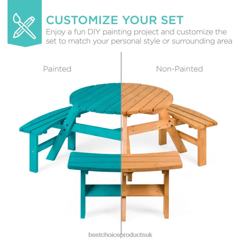Outdoor Living | Best Choice Products6-Person Circular Wooden Picnic Table w/ Umbrella Hole, 3 Benches N62R1480 Natural