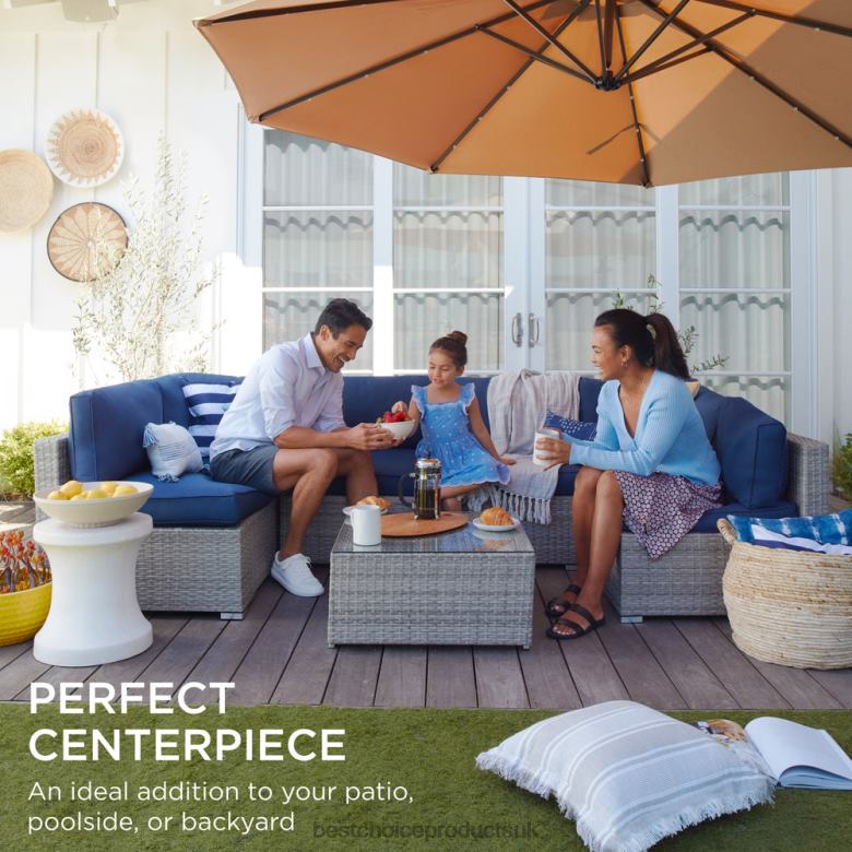 Outdoor Living | Best Choice Products7-Piece Modular Wicker Sectional Conversation Set w/ 2 Pillows, Cover N62R1304 Gray/Navy