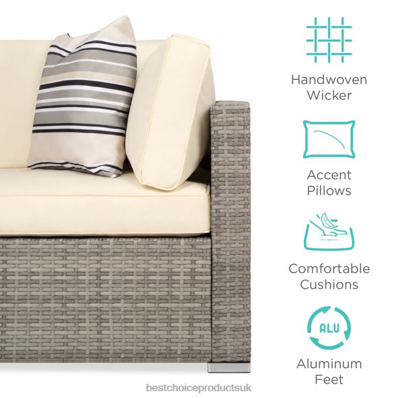 Outdoor Living | Best Choice Products7-Piece Modular Wicker Sectional Conversation Set w/ 2 Pillows, Cover N62R1305 Gray/Cream