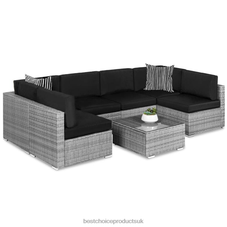 Outdoor Living | Best Choice Products7-Piece Modular Wicker Sectional Conversation Set w/ 2 Pillows, Cover N62R1306 Gray/Black