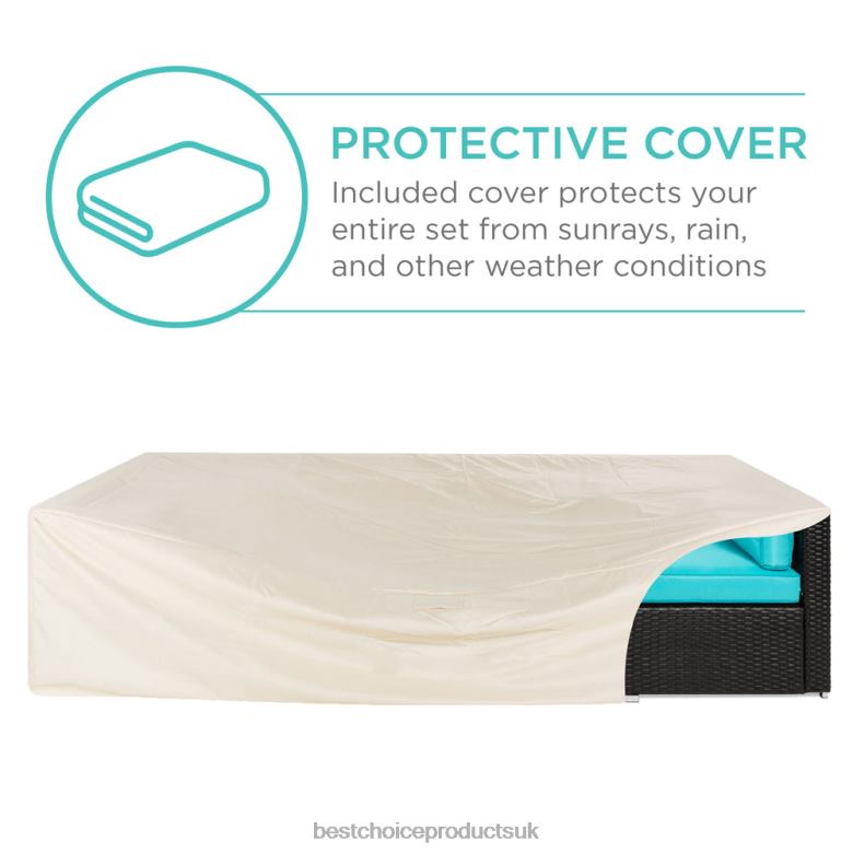 Outdoor Living | Best Choice Products7-Piece Modular Wicker Sectional Conversation Set w/ 2 Pillows, Cover N62R1308 Black/Teal