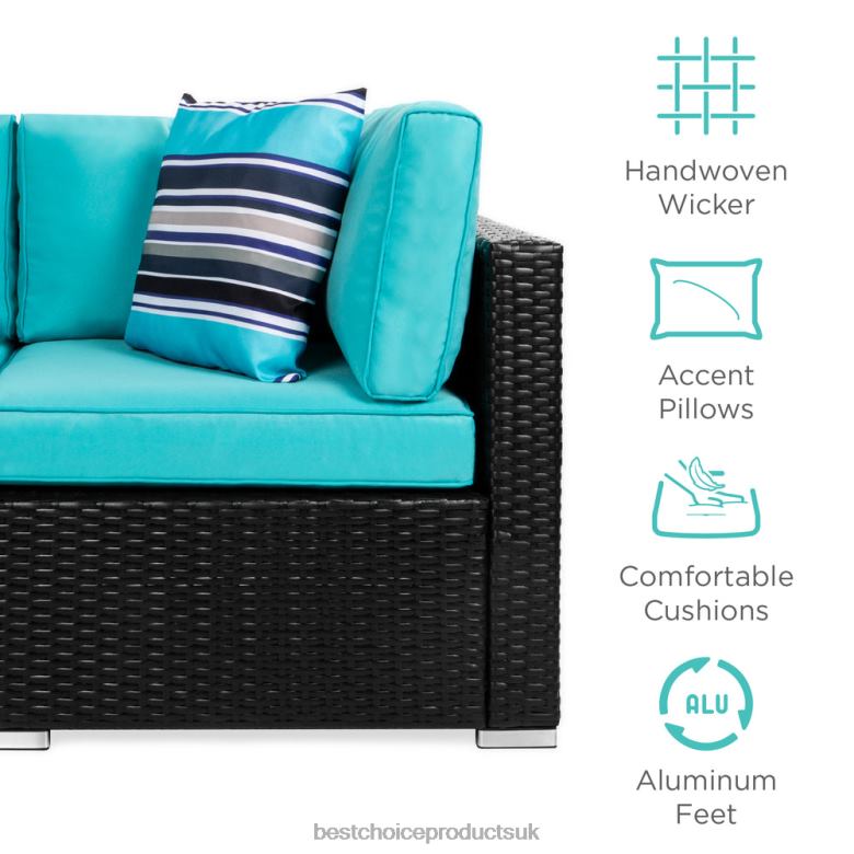 Outdoor Living | Best Choice Products7-Piece Modular Wicker Sectional Conversation Set w/ 2 Pillows, Cover N62R1308 Black/Teal
