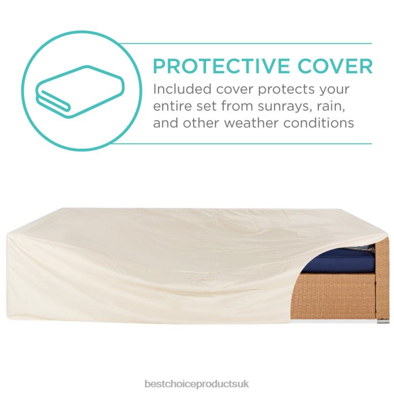 Outdoor Living | Best Choice Products7-Piece Modular Wicker Sectional Conversation Set w/ 2 Pillows, Cover N62R1309 Natural/Navy