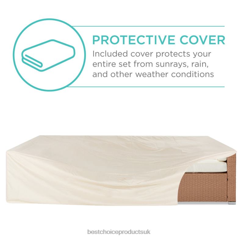 Outdoor Living | Best Choice Products7-Piece Modular Wicker Sectional Conversation Set w/ 2 Pillows, Cover N62R1310 Natural/Ivory