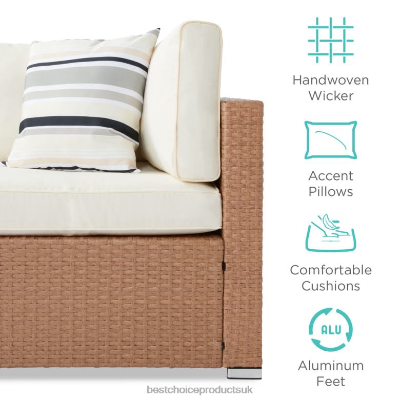 Outdoor Living | Best Choice Products7-Piece Modular Wicker Sectional Conversation Set w/ 2 Pillows, Cover N62R1310 Natural/Ivory