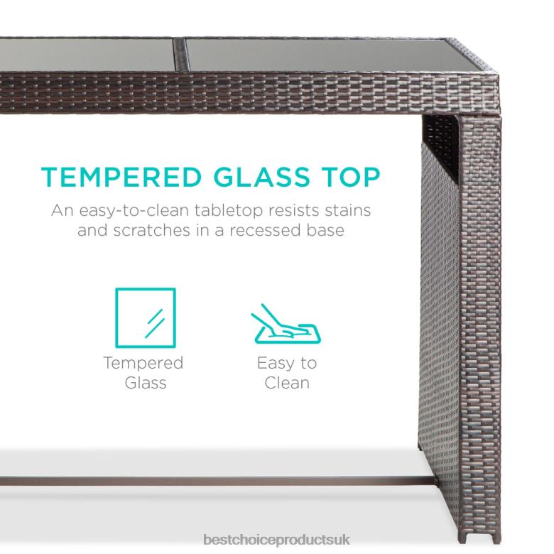 Outdoor Living | Best Choice Products7-Piece Wicker Bar Patio Dining Set w/ Glass Table Top, 6 Stools N62R1391 Red