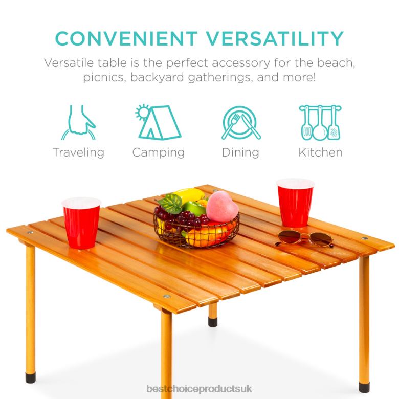 Outdoor Living | Best Choice ProductsFoldable Indoor Outdoor Wooden Table w/ Carrying Case N62R936 Brown