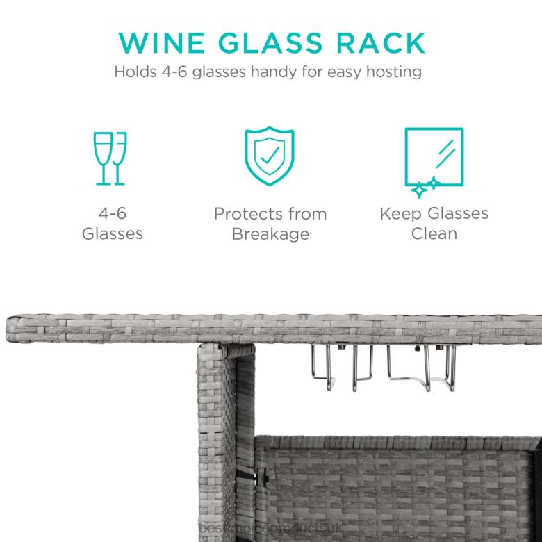 Outdoor Living | Best Choice ProductsOutdoor Wicker Bar Counter Table w/ 2 Steel Shelves, 2 Rails N62R933 Gray