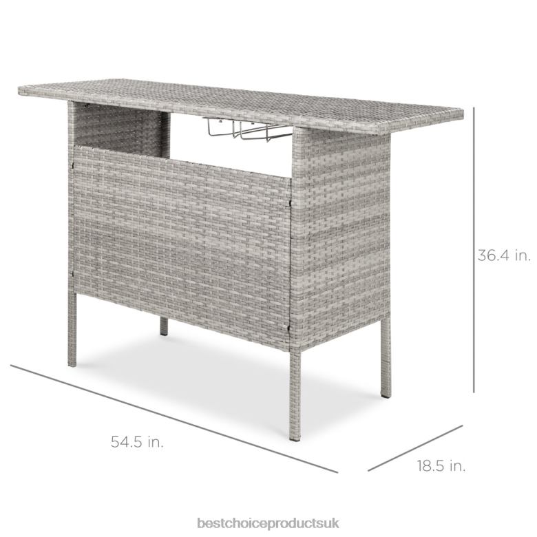 Outdoor Living | Best Choice ProductsOutdoor Wicker Bar Counter Table w/ 2 Steel Shelves, 2 Rails N62R933 Gray