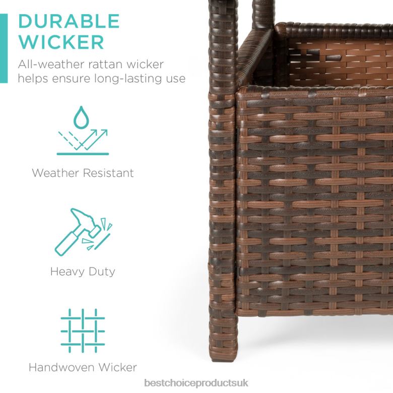 Outdoor Living | Best Choice ProductsOutdoor Wicker Patio Side Table Accent Furniture w/ Umbrella Hole N62R930 Brown