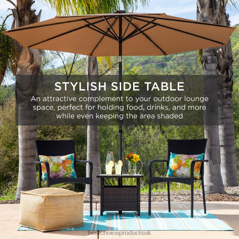 Outdoor Living | Best Choice ProductsOutdoor Wicker Patio Side Table Accent Furniture w/ Umbrella Hole N62R930 Brown