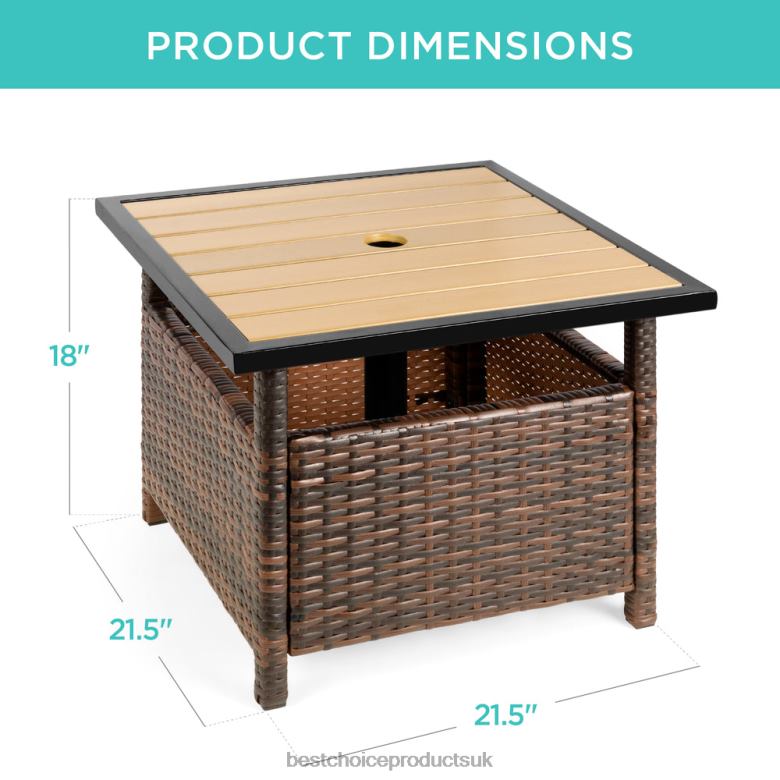 Outdoor Living | Best Choice ProductsOutdoor Wicker Patio Side Table Accent Furniture w/ Umbrella Hole N62R930 Brown
