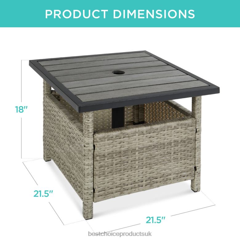 Outdoor Living | Best Choice ProductsOutdoor Wicker Patio Side Table Accent Furniture w/ Umbrella Hole N62R931 Gray