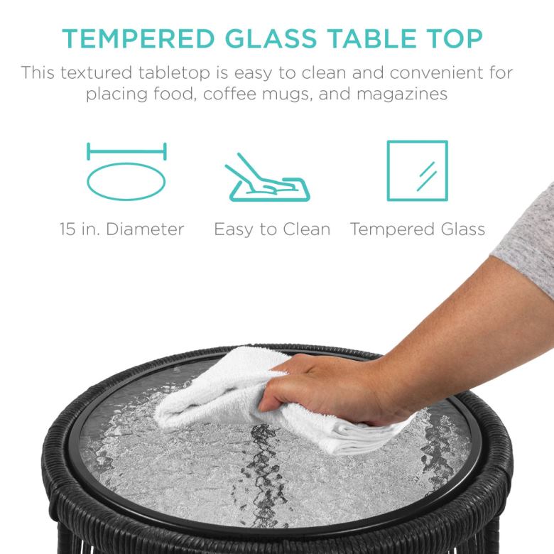 Outdoor Living | Best Choice ProductsRope Woven Sectional, L-Shape Sofa Set w/ Detachable Lounger, Table N62R403 Black