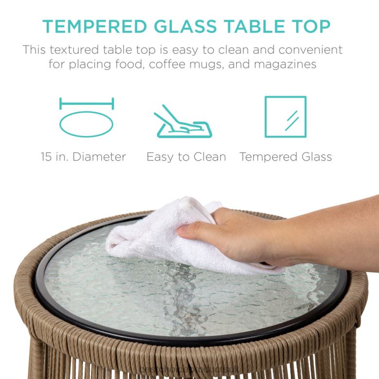 Outdoor Living | Best Choice ProductsRope Woven Sectional, L-Shape Sofa Set w/ Detachable Lounger, Table N62R405 Natural/Black