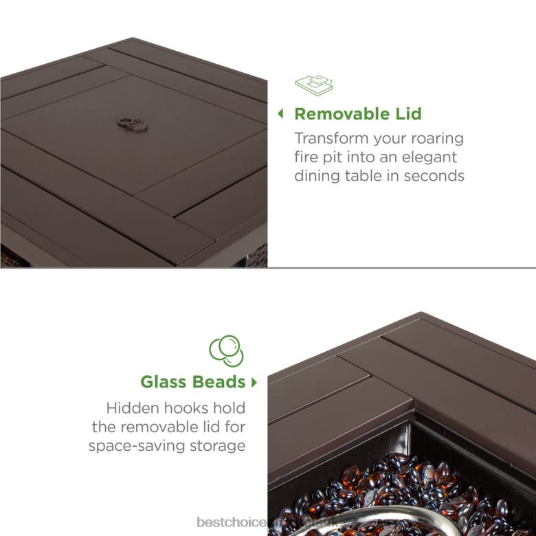 Outdoor Living | Best Choice Products28in Fire Pit Table 50,000 BTU Wicker Propane w/ Faux Wood Tabletop, Cover N62R1421 Brown