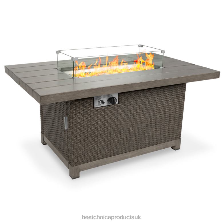 Outdoor Living | Best Choice Products52in 50,000 BTU Wicker Propane Fire Pit Table w/ Aluminum Top, Cover N62R1463 Gray