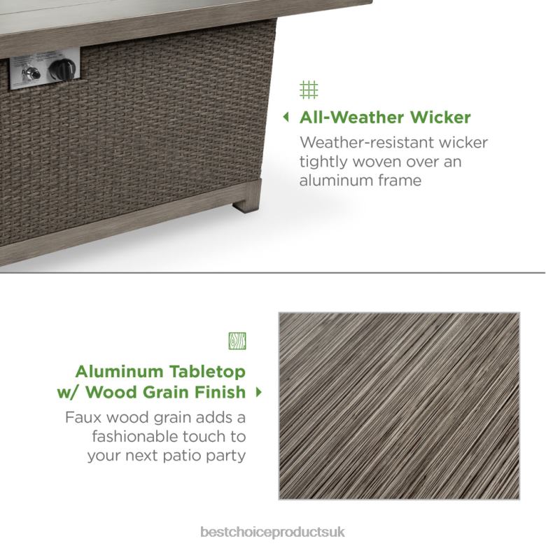 Outdoor Living | Best Choice Products52in 50,000 BTU Wicker Propane Fire Pit Table w/ Aluminum Top, Cover N62R1463 Gray