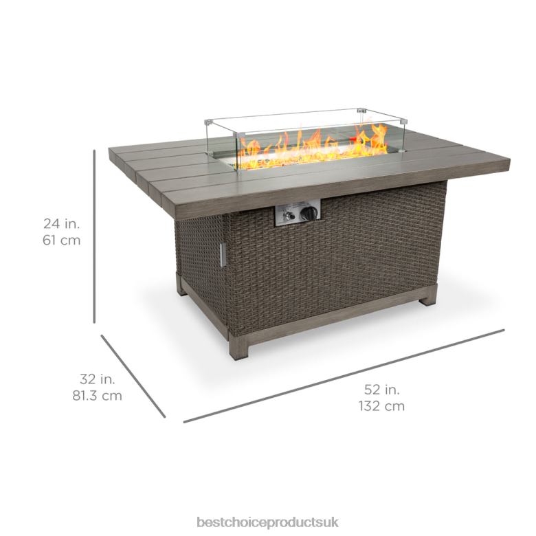 Outdoor Living | Best Choice Products52in 50,000 BTU Wicker Propane Fire Pit Table w/ Aluminum Top, Cover N62R1463 Gray