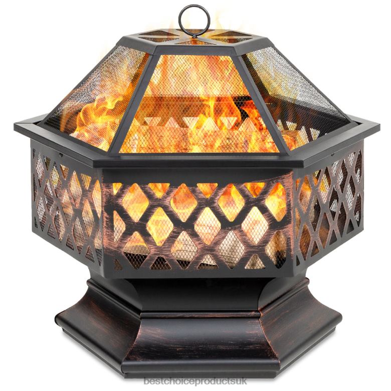 Outdoor Living | Best Choice ProductsHex-Shaped Outdoor Fire Pit w/ Flame-Retardant Lid N62R426 Bronze