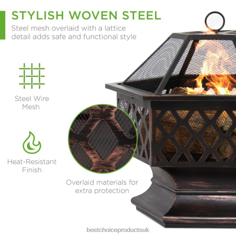 Outdoor Living | Best Choice ProductsHex-Shaped Outdoor Fire Pit w/ Flame-Retardant Lid N62R426 Bronze