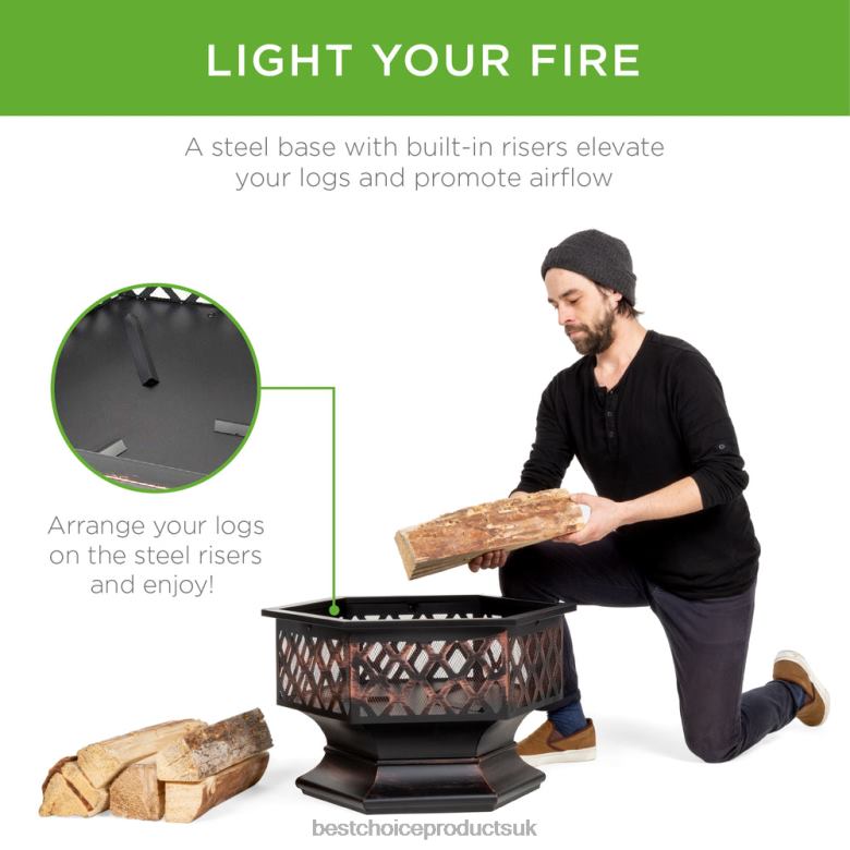 Outdoor Living | Best Choice ProductsHex-Shaped Outdoor Fire Pit w/ Flame-Retardant Lid N62R426 Bronze