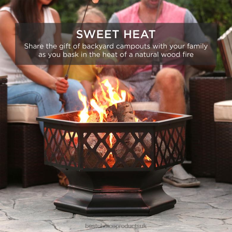 Outdoor Living | Best Choice ProductsHex-Shaped Outdoor Fire Pit w/ Flame-Retardant Lid N62R426 Bronze