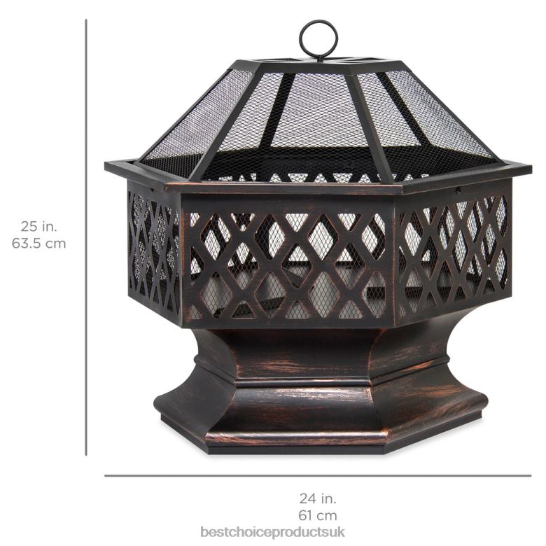 Outdoor Living | Best Choice ProductsHex-Shaped Outdoor Fire Pit w/ Flame-Retardant Lid N62R426 Bronze