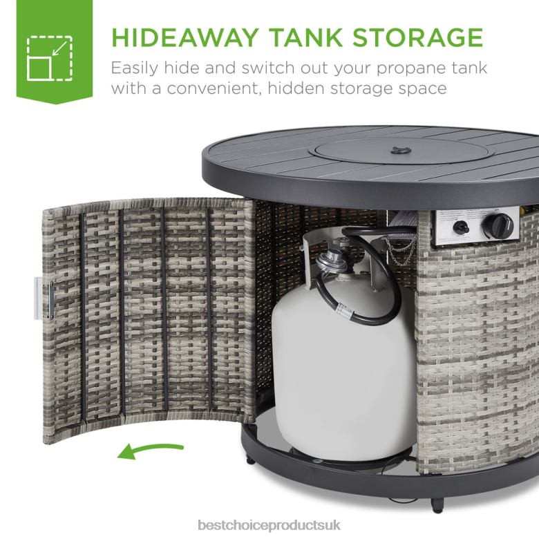 Outdoor Living | Best Choice ProductsRound Fire Pit Table, 50,000 BTU Outdoor Wicker Firepit w/ Cover N62R1364 Gray