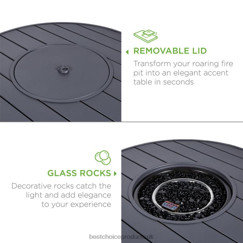 Outdoor Living | Best Choice ProductsRound Fire Pit Table, 50,000 BTU Outdoor Wicker Firepit w/ Cover N62R1364 Gray