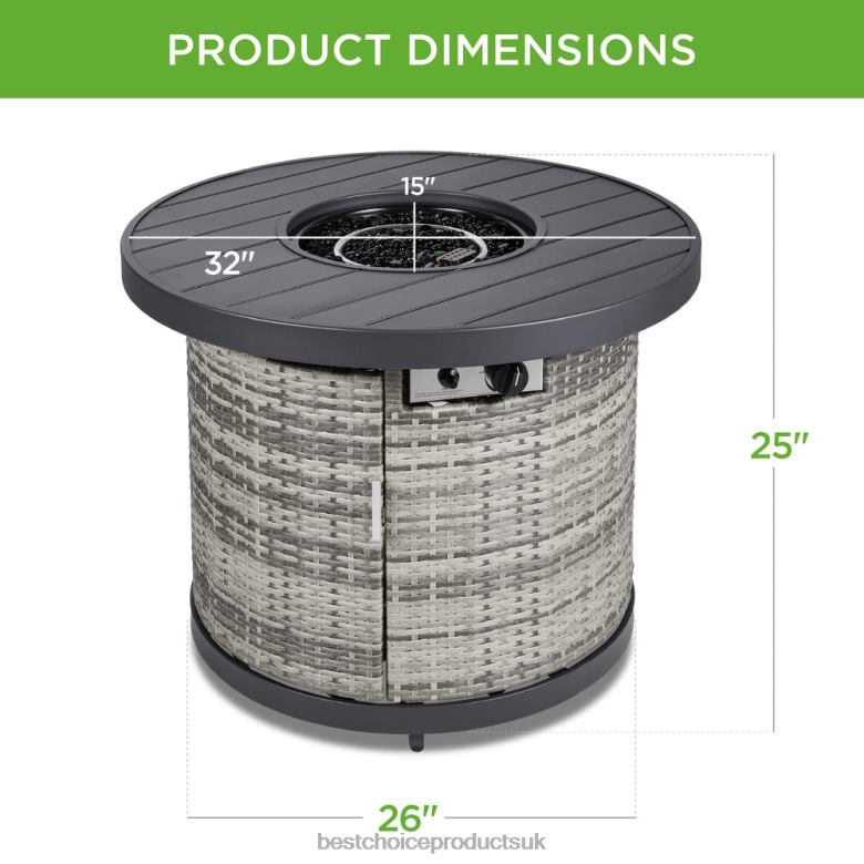 Outdoor Living | Best Choice ProductsRound Fire Pit Table, 50,000 BTU Outdoor Wicker Firepit w/ Cover N62R1364 Gray