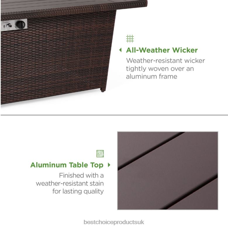 Outdoor Living | Best Choice ProductsWicker Propane Fire Pit Table, 50,000 BTU w/ Glass Wind Guard, Cover N62R928 Brown